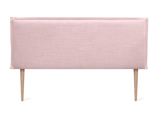 Meublori Tête de lit en lin naturel uni avec passepoils 135x105cm avec Pieds Lits 120/135 - Rose Pâle