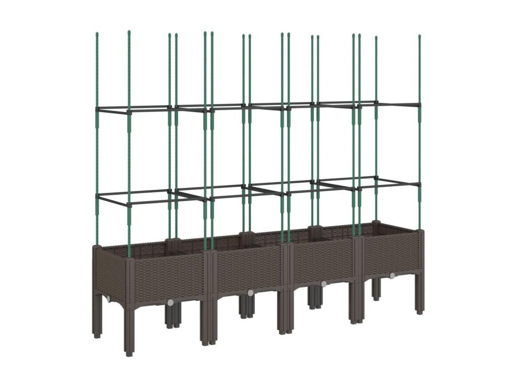 Jardinière avec treillis marron 160x40x142.5 cm PP FSCS85657