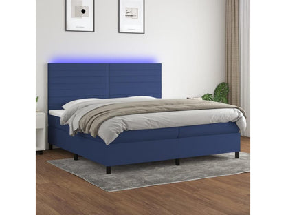 Sommier tapissier et matelas et LED Bleu 200x200 cm Tissu MVUR17590