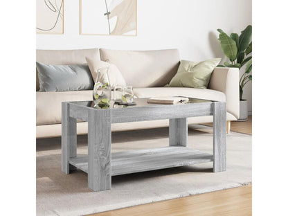 Table basse avec LED Meublori gris 93x53x45 cm bois d'ingénierie