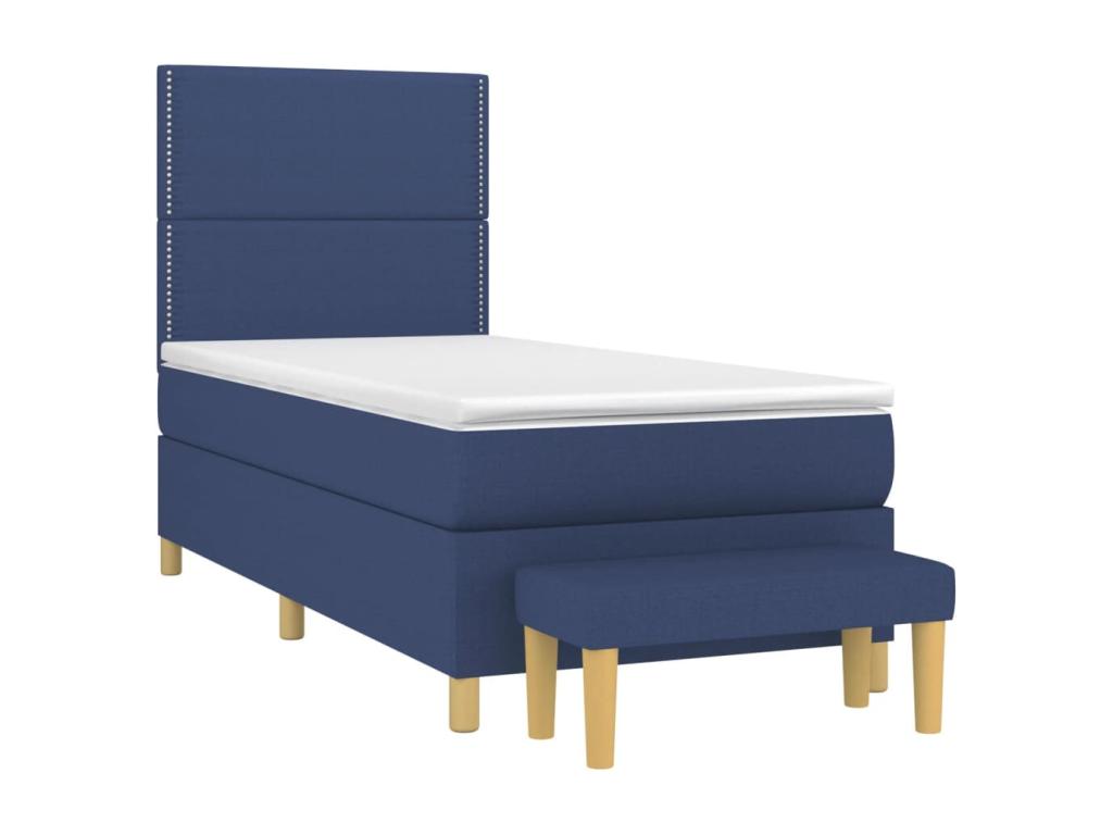 Lit à sommier tapissier avec matelas Bleu 90x190 cm Tissu NYDZ83031