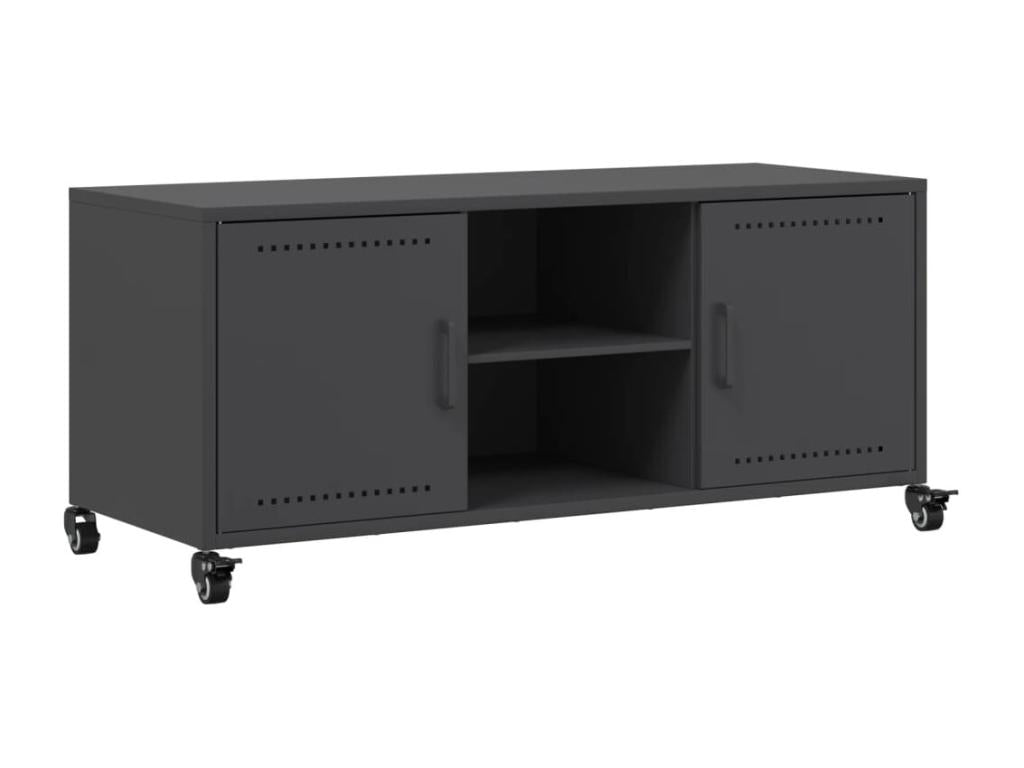 Meuble TV noir 100,5x39x43,5 cm acier laminé à froid OXZX44826