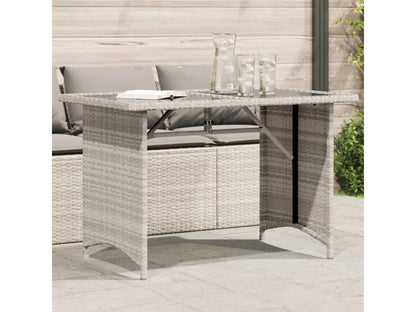 Table de jardin et dessus en verre gris clair 110x68x70cm rotin DQMZ42814