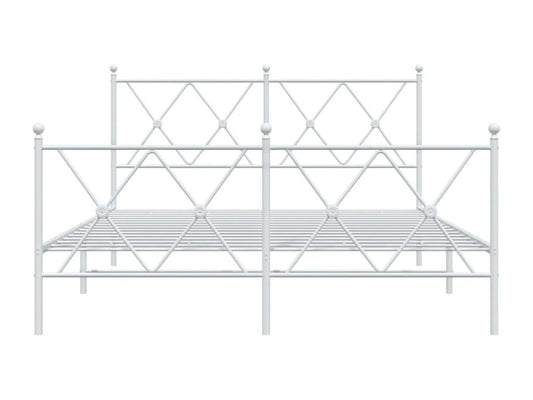 Cadre de lit métal avec tête de lit-pied de lit blanc 140x200 OIND15690