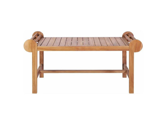 Table basse rectangulaire bouts arrondis teck massif clair Chicyla YTYL09554