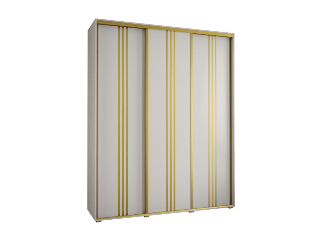 ARMOIRE Meublori 6 À PORTES COULISSANTES 235.2/200/45 3 portes Blanc/Blanc/Or