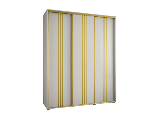 ARMOIRE Meublori 6 À PORTES COULISSANTES 235.2/200/45 3 portes Blanc/Blanc/Or