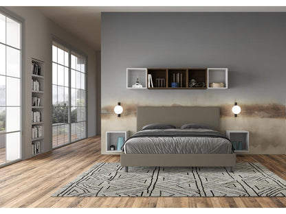 Lit avec sommier rembourrée 160x190 similicuir cappuccino Chicyla JJJC45499