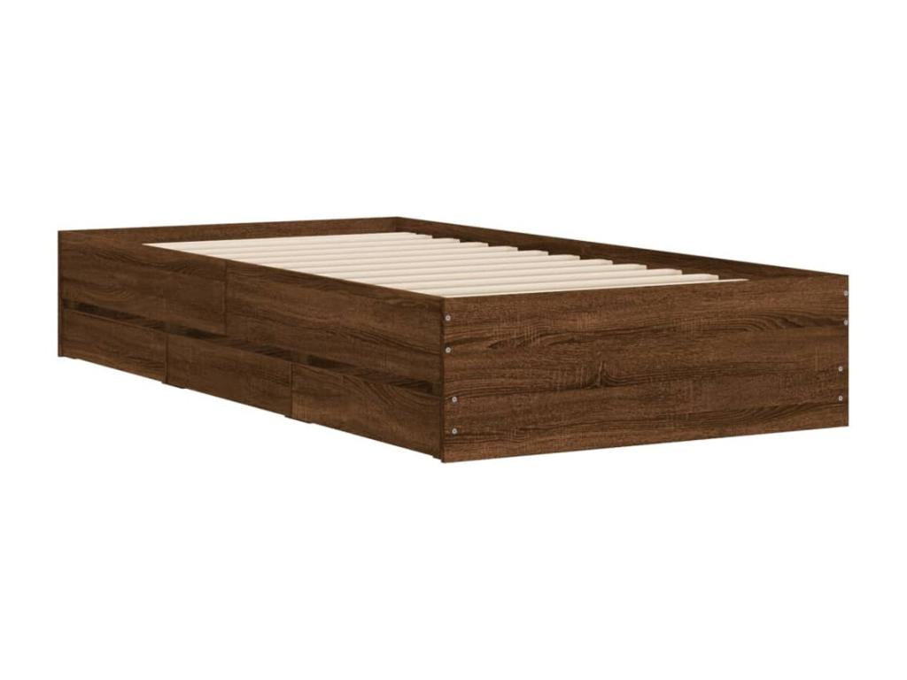 Cadre de lit avec tiroirs sans matelas chêne marron 90x190 cm DZOC50221