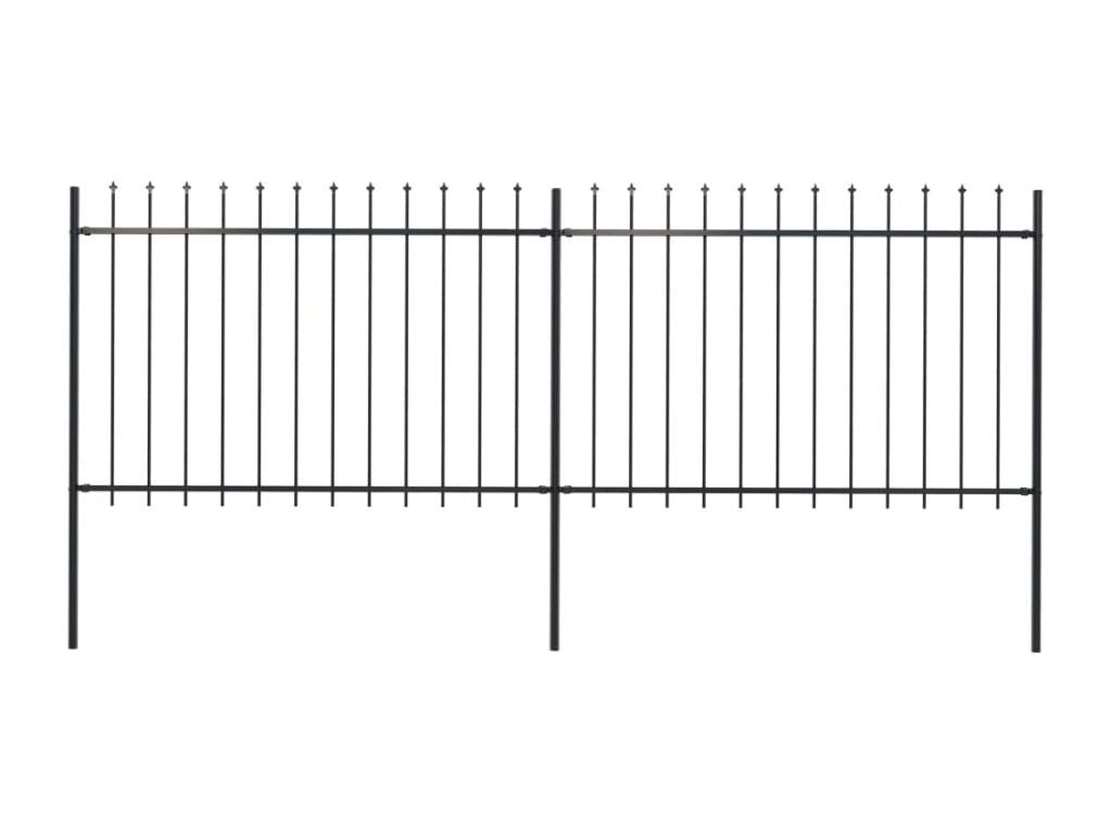 Clôture de jardin avec dessus en lance Acier 3,4x1,2 m Noir RYLC32269