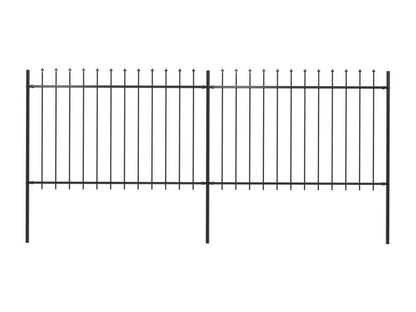 Clôture de jardin avec dessus en lance Acier 3,4x1,2 m Noir RYLC32269