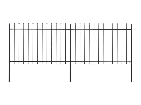 Clôture de jardin avec dessus en lance Acier 3,4x1,2 m Noir RYLC32269