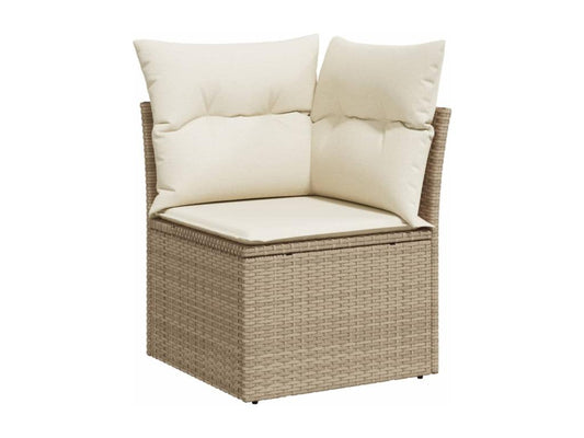Salon de jardin avec coussins 9 pcs beige résine tressée FEBX80719