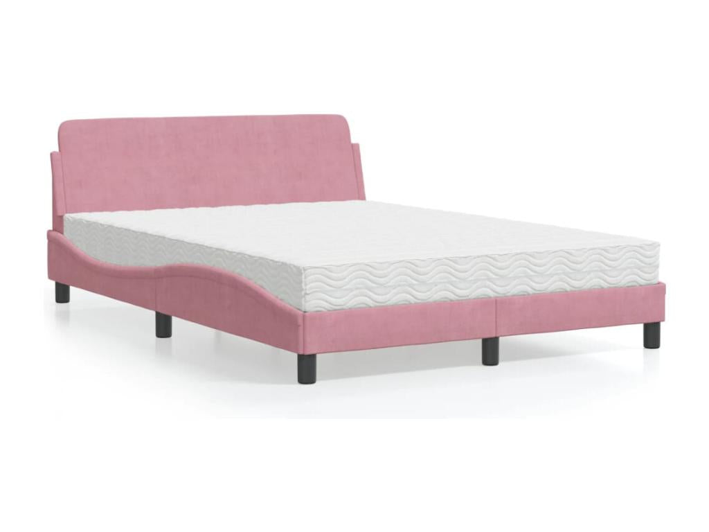 Lit avec matelas rose 140x200 cm velours AXGA16679
