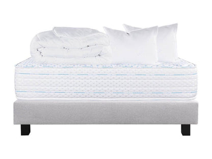 Chicyla - Pack Matelas Sommier Tapissier Gris 140x190 cm 2 Oreillers 1 Couette GXCH21750