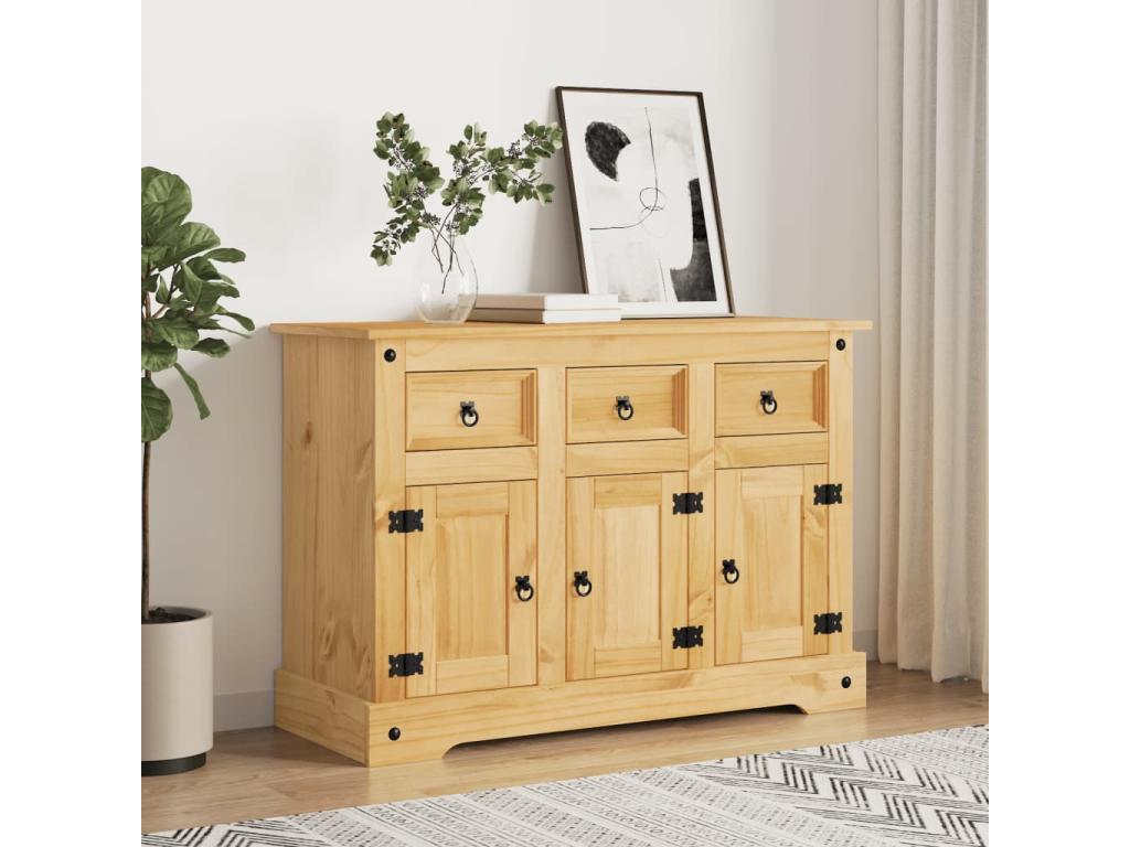 Buffet Chicyla marron 112x44x78 cm bois massif pin mexicain GFAX03762