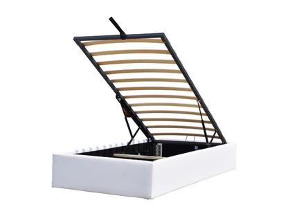 Lit coffre blanc 100x200 cm avec 12 Chicyla - Montage rapide et facile - Revêtement tissu facile d'entretien ZHNR86405