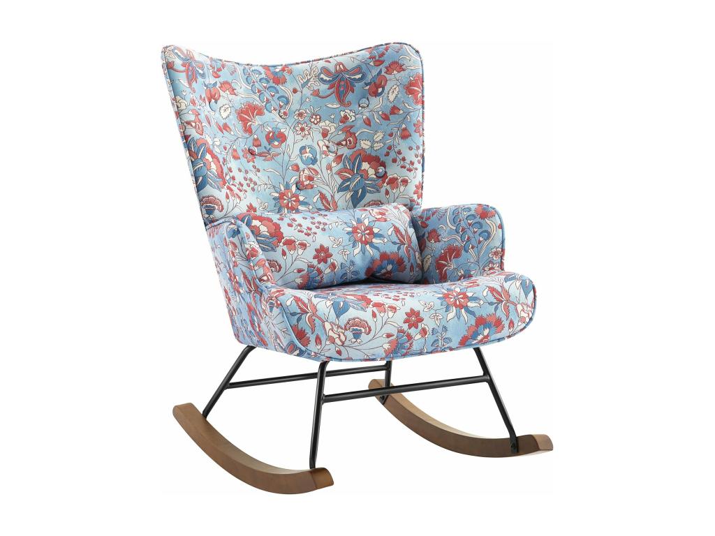 Fauteuil à bascule en velours apaisant avec cadre métallique et base en bois pour une escapade de chambre relaxante TFAZ99543