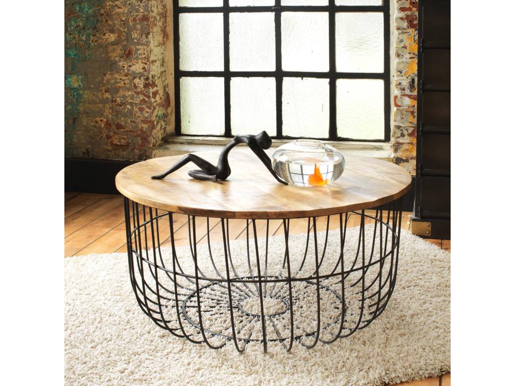 Table basse en bois de manguier et métal Chicyla PUVH03623