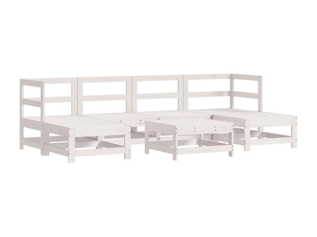 Salon de jardin 7 pcs avec coussins blanc bois massif SSQX90305