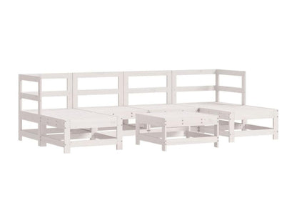 Salon de jardin 7 pcs avec coussins blanc bois massif SSQX90305