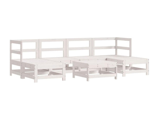Salon de jardin 7 pcs avec coussins blanc bois massif SSQX90305