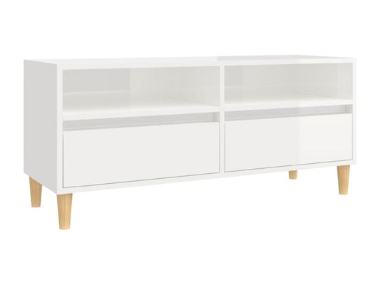 Meuble TV blanc brillant 100x34,5x44,5 cm bois d'ingénierie PCPD08528