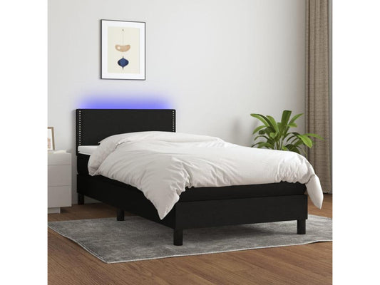Sommier tapissier avec matelas et LED Noir 90x190 cm Tissu HUCZ01615