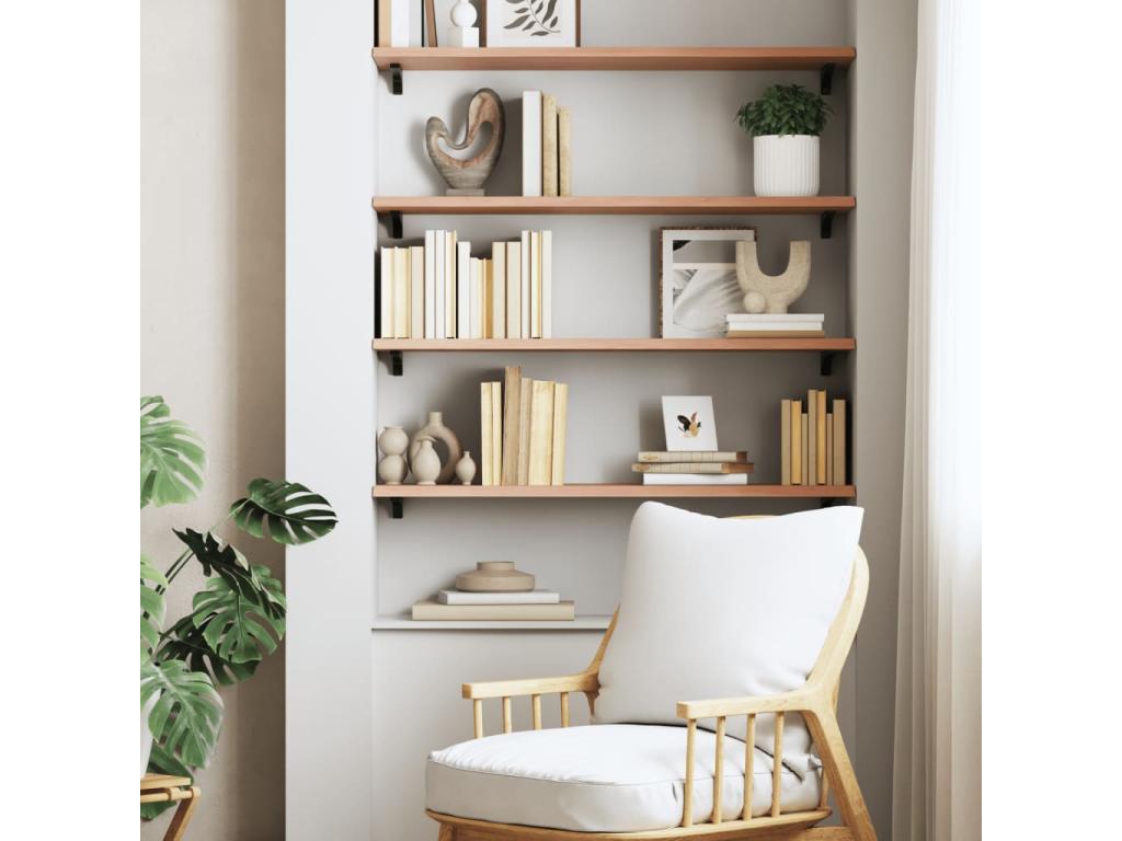 Etagère murale marron clair 100x30x2cm bois chêne massif traité NHEM62353