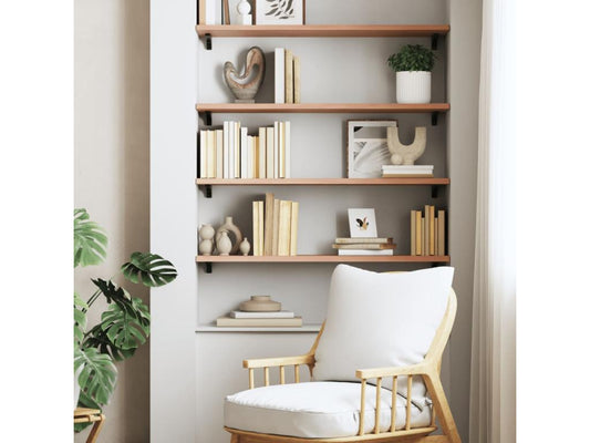 Etagère murale marron clair 100x30x2cm bois chêne massif traité NHEM62353