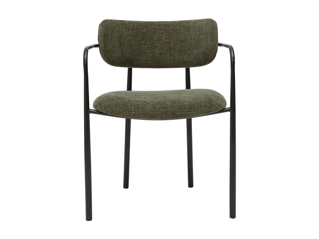 Chaises en tissu effet velours texturé vert kaki et métal noir lot de 2 SWIFT IAAZ90535