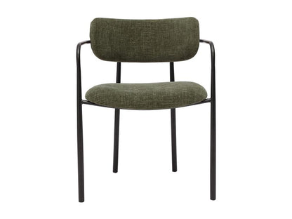 Chaises en tissu effet velours texturé vert kaki et métal noir lot de 2 SWIFT IAAZ90535