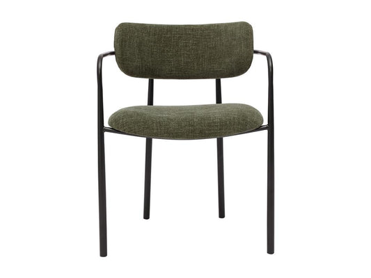 Chaises en tissu effet velours texturé vert kaki et métal noir lot de 2 SWIFT IAAZ90535