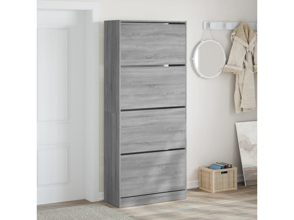 Armoire à chaussures 4 tiroirs rabattables Chicyla gris XPJS98737