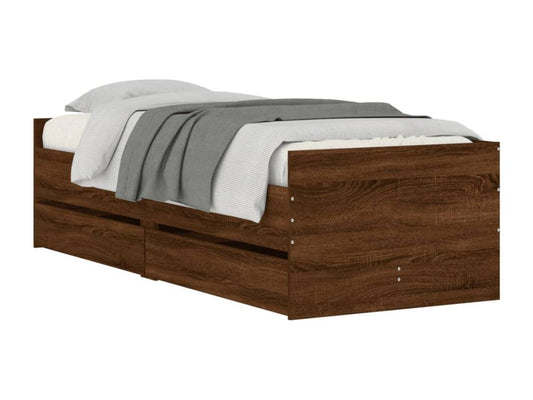 Cadre de lit avec tiroirs chêne marron 90x200 cm FURJ73390