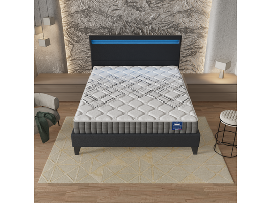 Ensemble Matelas Ressorts Ensachés Lit Avec Tête De Lit 140x200cm-Epaisseur 20cm Accueil MousseHD ACCM23976