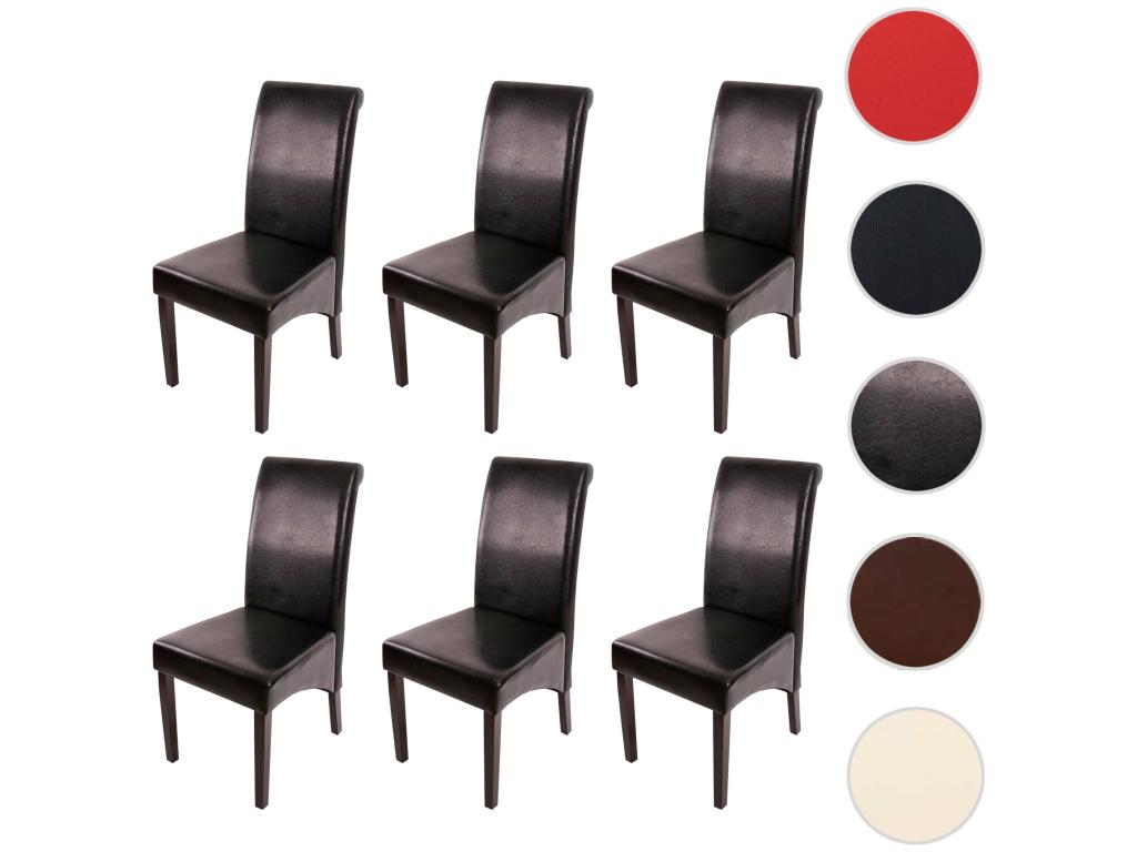 Chaise de salle à manger M37 lot de 6 cuir noir pieds foncés SNAK53542