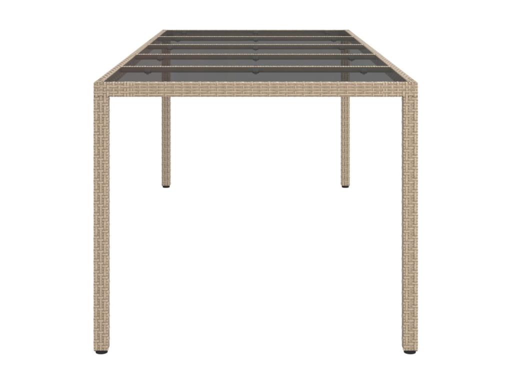 Table de jardin Beige 250x100x75 cm Verre trempé et poly rotin AATB44191