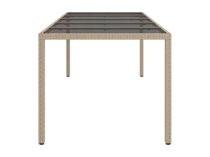 Table de jardin Beige 250x100x75 cm Verre trempé et poly rotin AATB44191