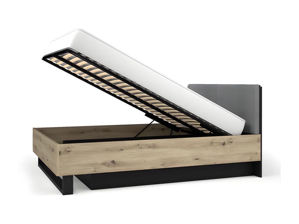 Lit Coffre 160x200 Chicyla - Design Moderne avec Tête de Lit Rembourrée GHCD19584