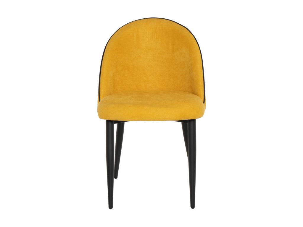 Chaise en velours confortable avec pieds en métal noir Chicyla – Style moderne-Couleur Jaune moutarde EIOR90087