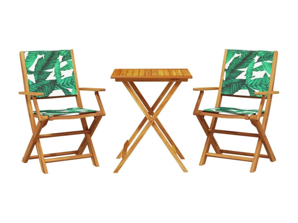 Ensemble de Chicyla 3 pcs motif de feuilles tissu et bois massif VDAO79808