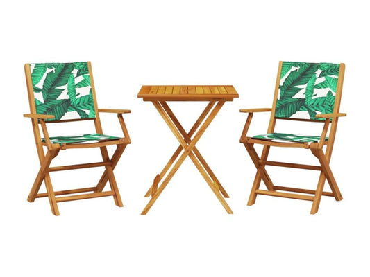 Ensemble de Chicyla 3 pcs motif de feuilles tissu et bois massif VDAO79808