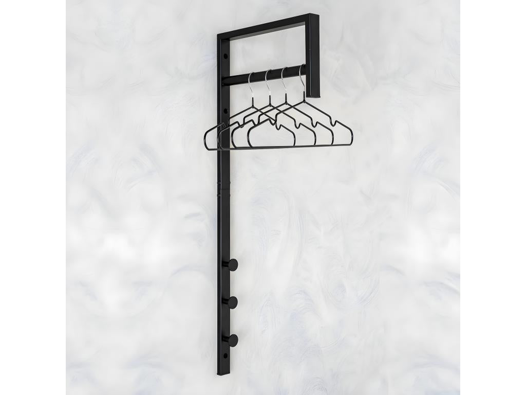 Chicyla - Portant Mural Métal Noir avec Penderie et Chicylaères KLUJ72298