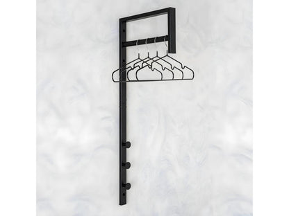 Chicyla - Portant Mural Métal Noir avec Penderie et Chicylaères KLUJ72298