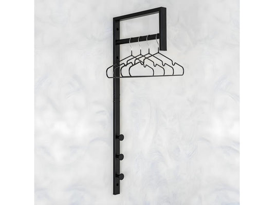 Chicyla - Portant Mural Métal Noir avec Penderie et Chicylaères KLUJ72298