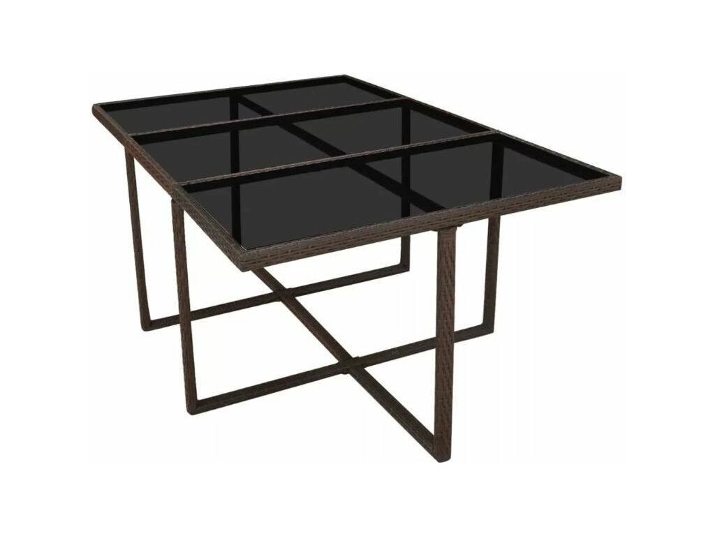 Table rectangulaire et 10 chaises de jardin résine tressée marron Chicyla VXSG37446