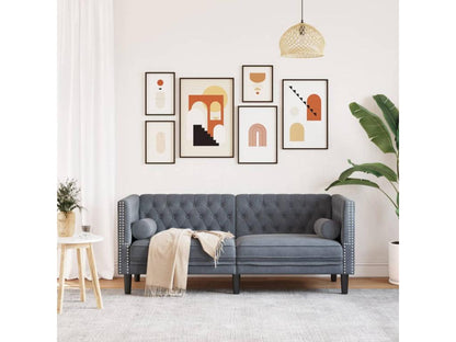 Canapé Chicyla avec traversins 2 places gris foncé velours VTOF92335