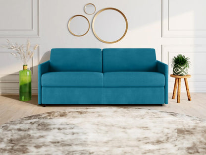 Canapé 4 places convertible express en tissu bleu turquoise - Couchage 160 cm - Matelas 22 cm Chicyla FEXU08191