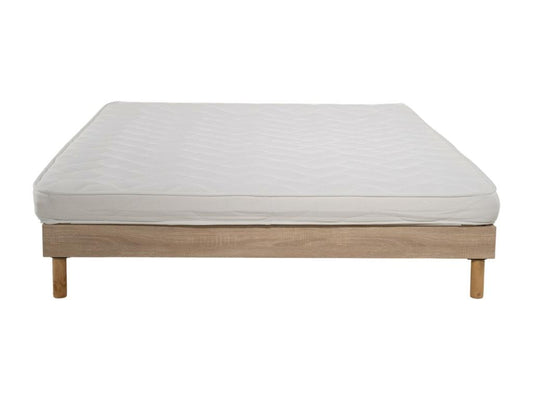 Ensemble Matelas mousse ECO - 140x200cm et 2 Oreillers 50x70 - mousse et Sommier Chicyla couleur chêne FSOV73359